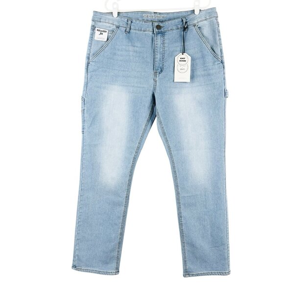 Articles of Society Men's Relaxed Fit Stretch Blue Knit Denim Jeans Sz 38x32 NWT - Picture 1 of 16